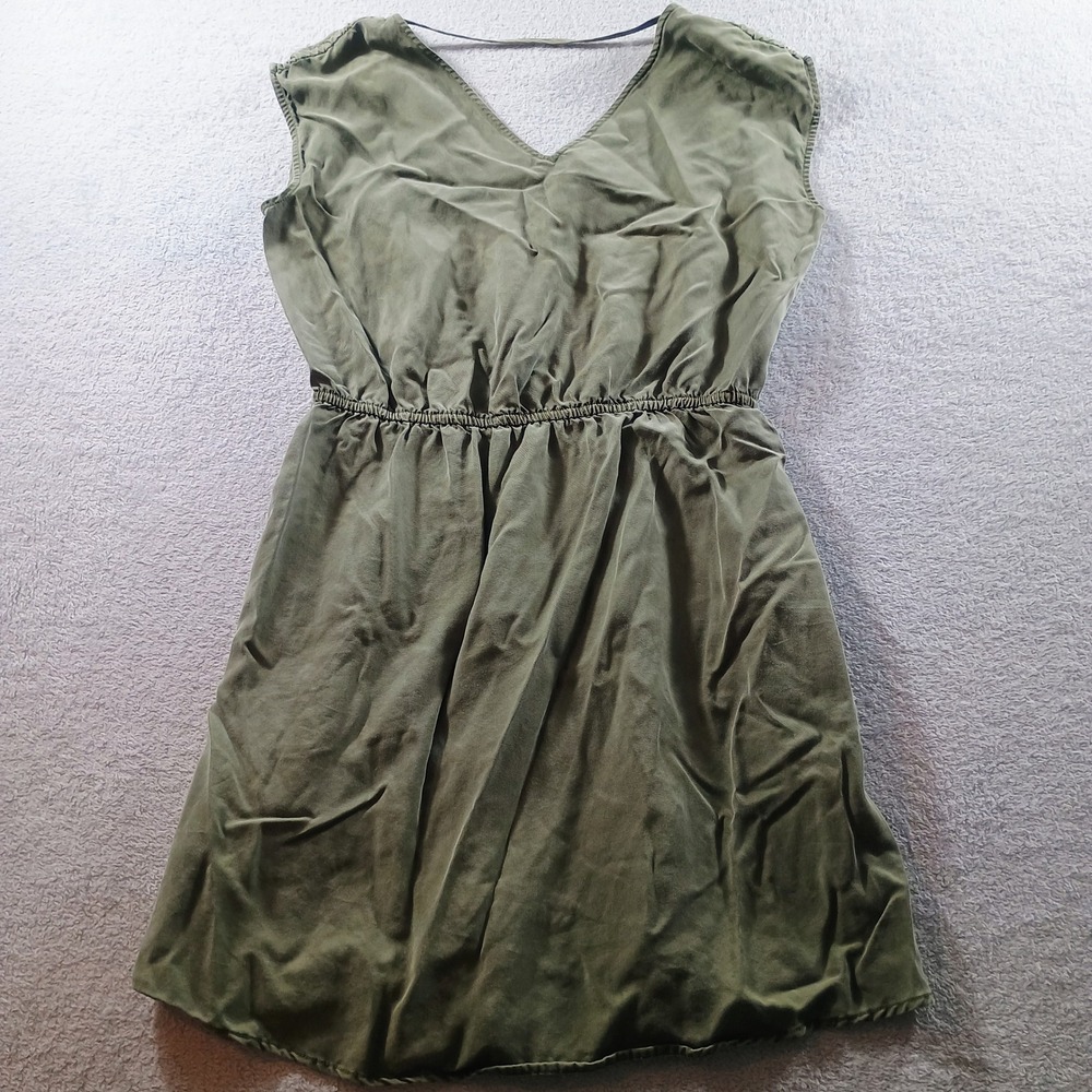 Universal Thread Womens V-Neck Lyocell Dress Olive‎ Green Small Elastic Waist